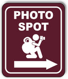 PHOTO SPOT SELFIE Hiking Right Arrow Camping Metal Aluminum Composite Sign