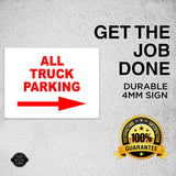 ALL TRUCK PARKING RIGHT arrow red Yard Sign with Stand LAWN SIGN