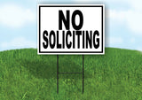 NO SOLICITING BLACK BORDER Yard Sign Road with Stand LAWN SIGN