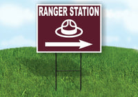 RANGER STATION RIGHT ARROW BROWN Yard Sign Road w Stand LAWN SIGN Single sided