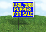 Russell Terrier PUPPIES FOR SALE YELLOW BLUE Yard Sign Road with Stand LAWN SIGN