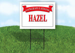 HAZEL CONGRATULATIONS RED BANNER 18in x 24in Yard sign with Stand