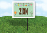 ZION WELCOME BABY GREEN  18 in x 24 in Yard Sign Road Sign with Stand