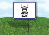 MEETING ROOMS BLUE BORDER Yard Sign Road with Stand LAWN SIGN
