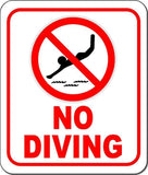 NO DIVING metal outdoor sign long-lasting
