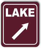 LAKE DIRECTIONAL 45 DEGREES UP RIGHT ARROW CAMPING Aluminum composite sign