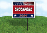 CROCKFORD FLAG RED 2024 18inx24in Yard Road Sign w/ Stand