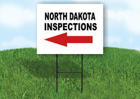 INSPECTIONS LEFT ARROW RED_ NORTH DAKOTA Yard Sign with Stand LAWN SIGN Single