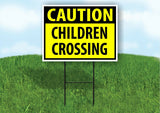 CAUTION Children Crossing YELLOW Plastic Yard Sign ROAD SIGN with Stand