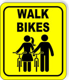 Walk Bikes Bike Lane Metal Aluminum Composite Safety Sign Bright Yellow