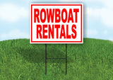ROWBOAT RENTALS RED WHITE Yard Sign Road with Stand LAWN SIGN