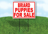 Briard PUPPIES FOR SALE RED Yard Sign Road with Stand LAWN SIGN