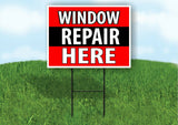 WINDOW REPAIR HERE BLACK STRIPE Plastic Yard Sign ROAD SIGN with Stand