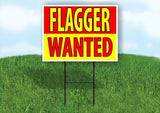 FLAGGER WANTED RED YELLOW Yard Sign Road with Stand LAWN SIGN
