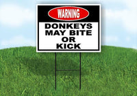 warning DONKEYS MAY BITE OR KICK BLACK AND R Yard Sign Road with Stand LAWN SIGN