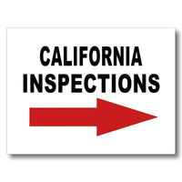 INSPECTIONS RIGHT ARROW RED_ CALIFORNIA Yard Sign with Stand LAWN SIGN