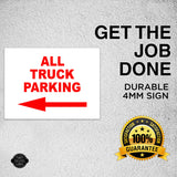 ALL TRUCK PARKING LEFT arrow red Yard Sign with Stand LAWN SIGN