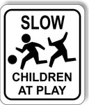 slow funny children at play white and black Aluminum composite sign