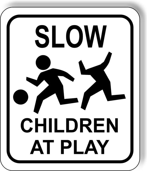 slow funny children at play white and black Aluminum composite sign