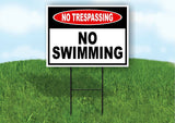 NO TRESPASSING NO Swimming Yard Sign Road sign with Stand LAWN POSTER