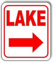 LAKE RIGHT ARROW Metal Aluminum Composite Sign