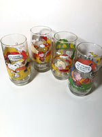 4 VINTAGE CAMP SNOOPY GLASSES ~ MCDONALDS ~ 1950-1971