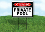 NO TRESPASSING Private Pool Yard Sign Road with Stand LAWN POSTER