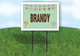 BRANDY WELCOME BABY GREEN  18 in x 24 in Yard Sign Road Sign with Stand