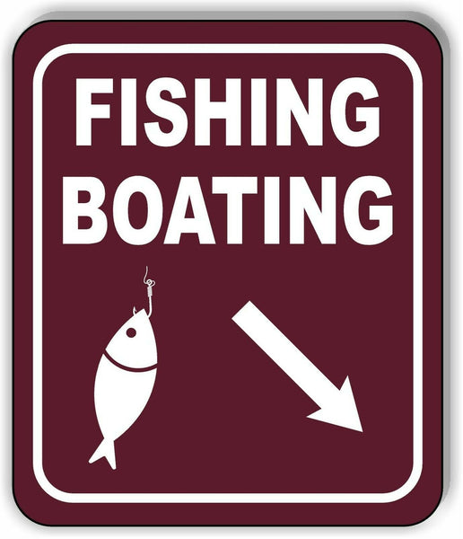 FISHING BOATING DIRECTIONAL 45 DEGREES DOWN RIGHT ARROW Aluminum composite sign