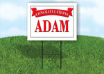 ADAM CONGRATULATIONS RED BANNER 18in x 24in Yard sign with Stand