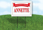 ANNETTE CONGRATULATIONS RED BANNER 18in x 24in Yard sign with Stand