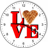 I Love Waffles Love Park Funny Kitchen Living room Wall Clock