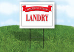 LANDRY CONGRATULATIONS RED BANNER 18in x 24in Yard sign with Stand