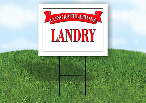 LANDRY CONGRATULATIONS RED BANNER 18in x 24in Yard sign with Stand