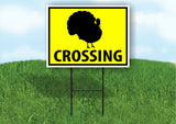 TURKEY CROSSING XING YELLOW Plastic Yard Sign ROAD SIGN with Stand