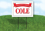 COLBY CONGRATULATIONS RED BANNER 18in x 24in Yard sign with Stand