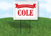 COLBY CONGRATULATIONS RED BANNER 18in x 24in Yard sign with Stand