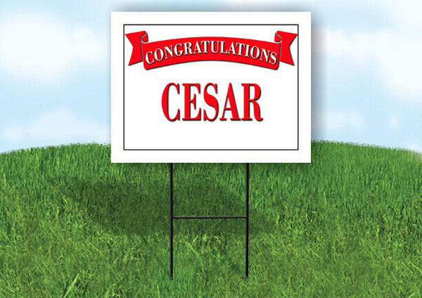 CELIA CONGRATULATIONS RED BANNER 18in x 24in Yard sign with Stand