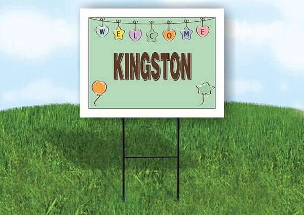 KINGSTON WELCOME BABY GREEN  18 in x 24 in Yard Sign Road Sign with Stand
