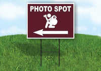 PHOTO SPOT LEFT ARROW BROWN Yard Sign Road with Stand LAWN SIGN Single sided