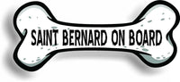 Dog on Board Saint Bernard Bone Car Magnet Bumper Sticker 3"x7"