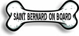 Dog on Board Saint Bernard Bone Car Magnet Bumper Sticker 3"x7"