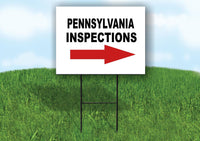 INSPECTIONS RIGHT ARROW RED_ PENNSYLVANIA Yard Sign with Stand LAWN SIGN