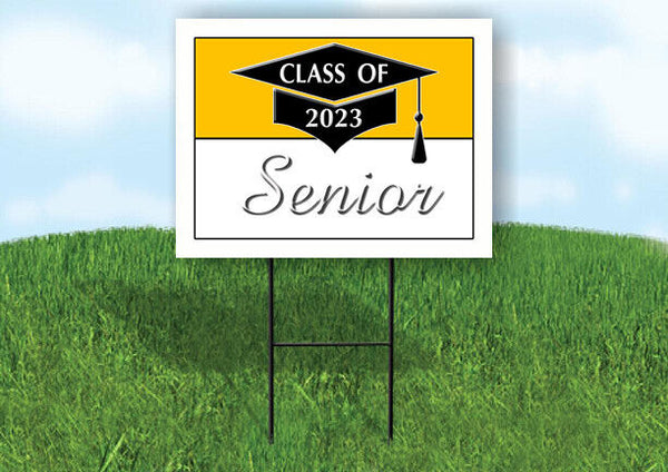 2023 SENIOR GOLD WHITE  18inx24in Yard Road Sign w/ Stand