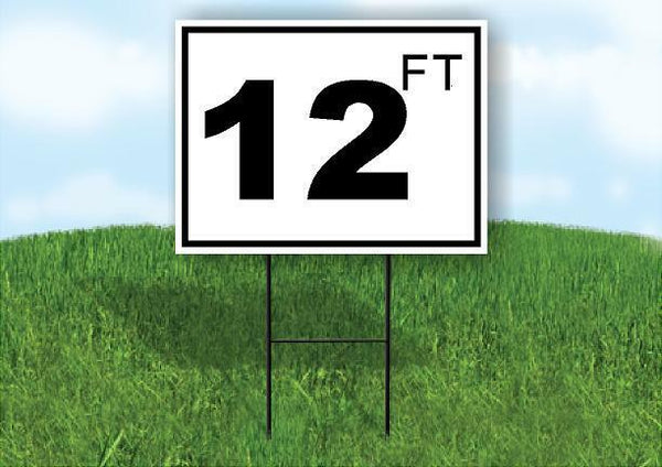 12 ft pool depth BLACK WHITE 18inx24in Yard Road Sign w/ Stand
