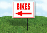BIKES LEFT arrow red Yard Sign Road with Stand LAWN SIGN Single sided