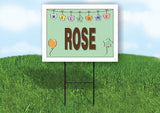 ROSE WELCOME BABY GREEN  18 in x 24 in Yard Sign Road Sign with Stand