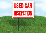 USED CAR INSPECTION RED WHITE Yard Sign Road with Stand LAWN SIGN