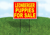 Leonberger PUPPIES FOR SALE YELLOW RED Yard Sign Road with Stand LAWN SIGN
