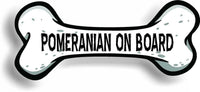 Dog on Board Pomeranian Bone Car Magnet Bumper Sticker 3"x7"